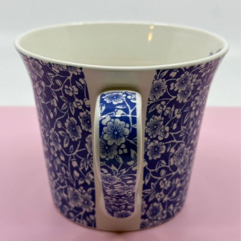 Pier 1 Imports Blue White Calico Floral Fine China Mug Coffee Tea Cup - Picture 7 of 9